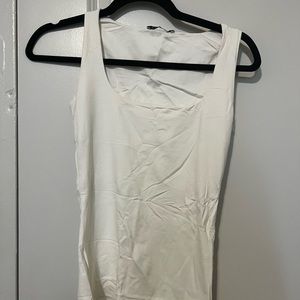 Zara Contour Tank Top in White and Beige Size Small